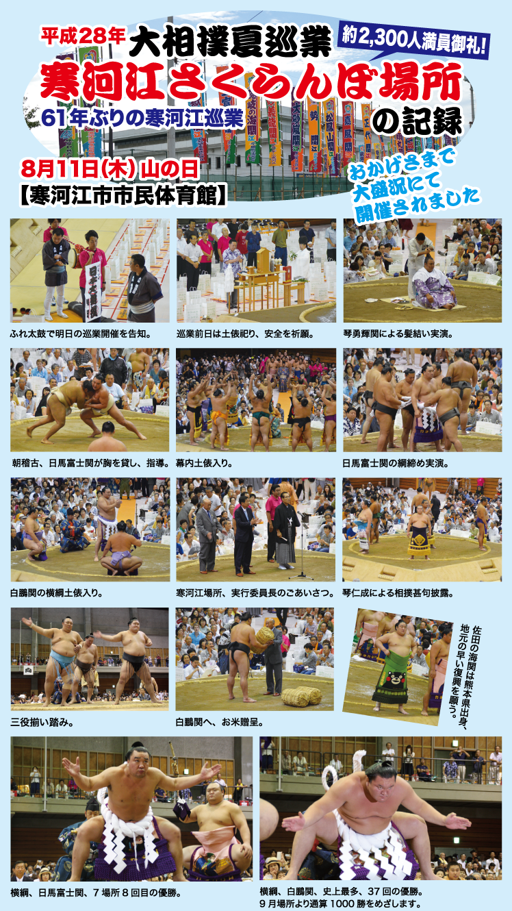 相撲 平成28年 大相撲夏巡業 寒河江さくらんぼ場所の記録 | おーばん